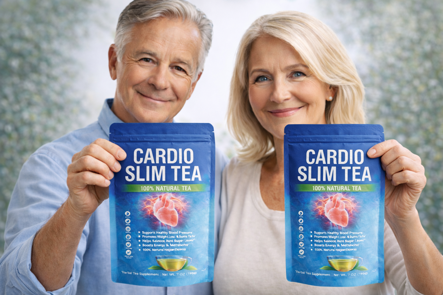 Older couple holding Cardio Slim Tea